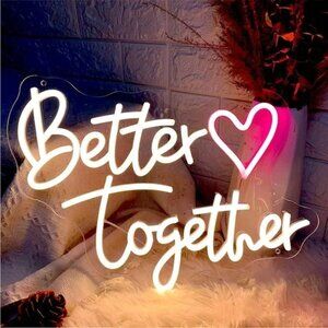 Better Together Neon Sign Wedding Anniversary Couple Bedroom Home Wall Light